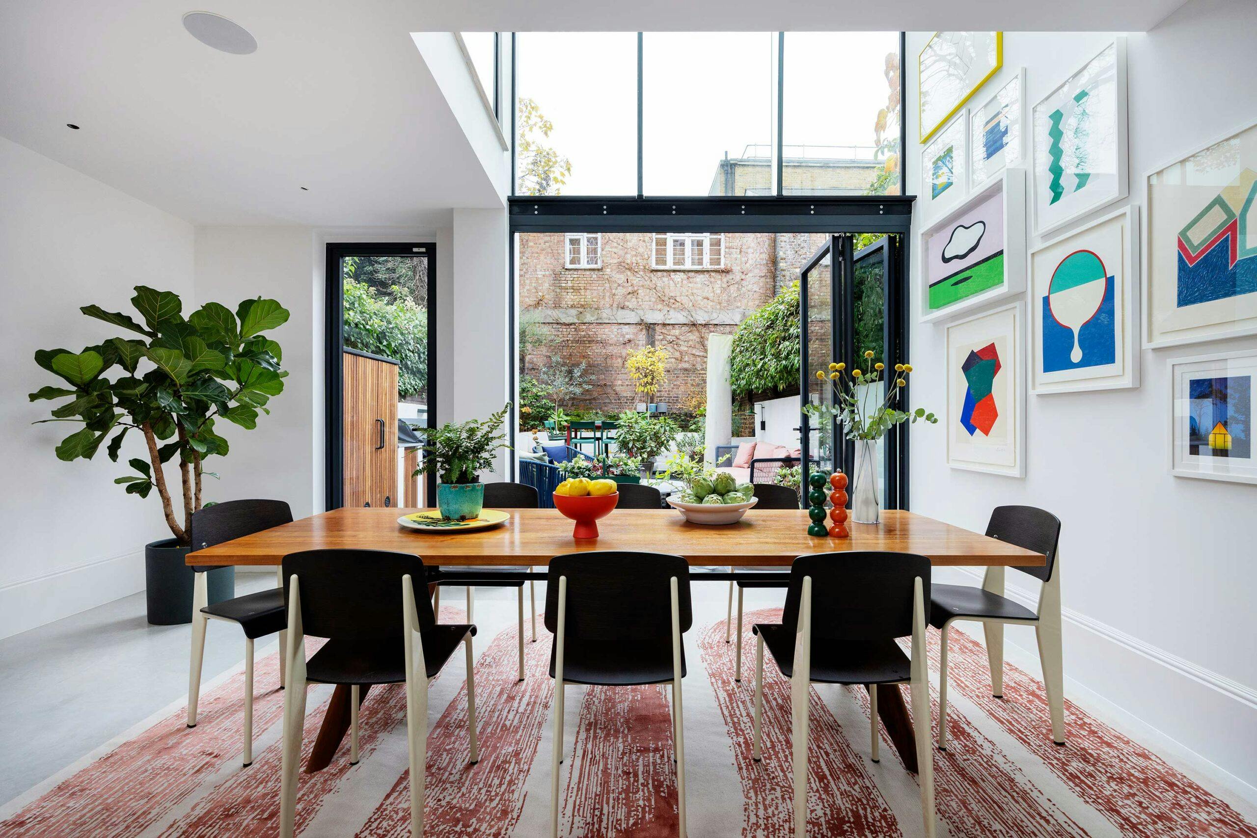 Double-height glazing and open plan area, Primrose Hill Townhouse designed and built by Zulufish