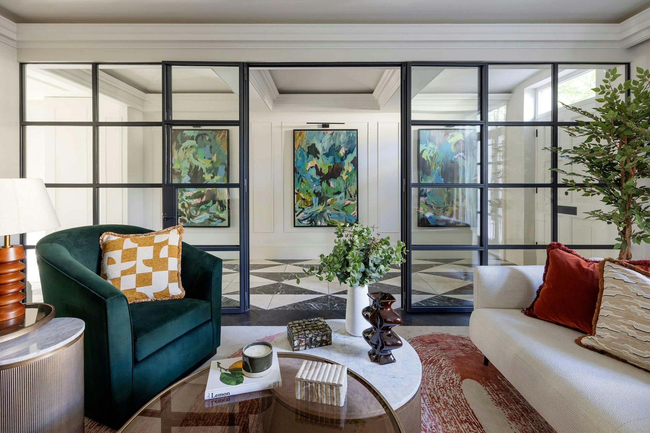st johns wood townhouse living room glazed partitions